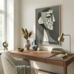 Slate Cubist Portrait Modern minimalist neutral face color art - Image 3