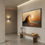 Sunset Amber Tide Warm golden hour wave artwork Minimal wall decor - Image 5