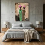 Textured Bronze Figures Earth tones with vivid pink accents color art