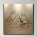 Textured White Mountain – Relief Painting Wabi Sabi Wall Art - Image 2