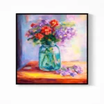 Vibrant Bloom Jar Impressionist Oil Painting Bouquet color wall art - Image 2