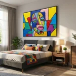Vibrant Cubist Visage Colorful geometric face painting Abstract Art - Image 5