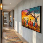 Vibrant Tribal Rhythm Impasto brushwork people moving color wall art - Image 3
