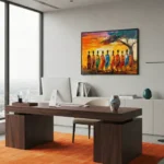 Vibrant Tribal Rhythm Impasto brushwork people moving color wall art - Image 5