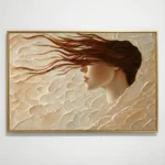 Whispering Breeze Flowing hair in textured impasto contemporary minimal art - Image 2