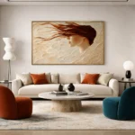 Whispering Breeze Flowing hair in textured impasto contemporary minimal art - Image 3