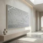 Winter Frost White branches on textured grey minimal wall art - Image 5