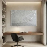 Winter Frost White branches on textured grey minimal wall art