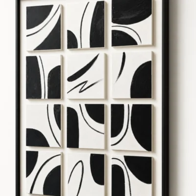 Twelve Arcs textured wall art shown framed on the wall in a styled interior