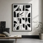 Twelve Arcs textured wall art shown framed on the wall in a styled interior