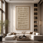 Narrow Ridge textured wall art shown framed on the wall in a styled interior