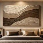 Drifted Dune textured wall art shown framed on the wall in a styled interior