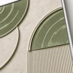 Ringed Passage textured wall art shown framed on the wall in a styled interior