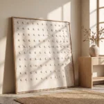 Harmonized Forms textured wall art shown framed on the wall in a styled interior