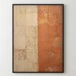 Textured abstract hand-painted canvas in warm terracotta and cream tones with gestural brushwork and layered composition