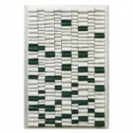 Textured hand-painted canvas with dimensional cylindrical elements in deep forest green and cream tones, contemporary wall art