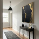 Kintsugi Fault textured wall art shown framed on the wall in a styled interior