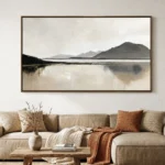 Muted Reflection textured wall art shown framed on the wall in a styled interior