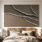 Torn Strata textured wall art shown framed on the wall in a styled interior