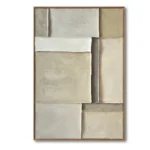 Neutral Block Collage – Minimalist Canvas Wall Hanging Wabi Sabi Wall Art