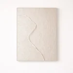 Minimalist textured hand-painted canvas with organic curved lines in cream and warm beige tones