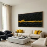 Deep Splash textured wall art shown framed on the wall in a styled interior