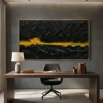 Deep Splash textured wall art shown framed on the wall in a styled interior