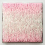 Textured abstract hand-painted canvas in layered pink and ivory brushstrokes, contemporary wall art