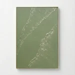 Textured abstract hand-painted canvas with sculptural layered forms in soft sage and cream tones