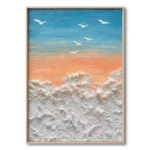 Serene Tides – 3D Minimalist Sea Foam Decor, Wabi Sabi Wall Art