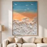 Serene Tides – 3D Minimalist Sea Foam Decor, Wabi Sabi Wall Art - Image 2