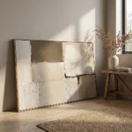 Textured Harmony — Cream and Beige Plaster Wabi-Sabi Abstract Wall Art - Image 2