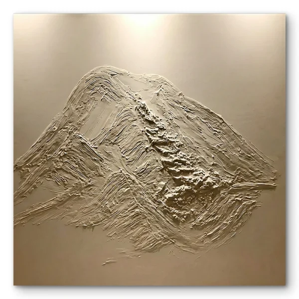 Textured White Mountain – Relief Painting Wabi Sabi Wall Art