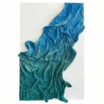 Textured abstract hand-painted canvas in layered blue and teal brushstrokes, contemporary wall art
