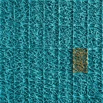 Textured abstract hand-painted canvas with turquoise crackle pattern and contrasting golden rectangular focal point