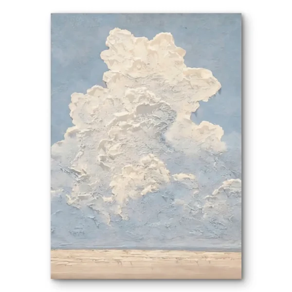 White Cumulus Cloud – Minimalist Plaster Decor Wabi Sabi Art