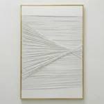 Textured abstract hand-painted canvas with layered grey linear brushstrokes converging diagonally, monochromatic palette, contemporary wall space
