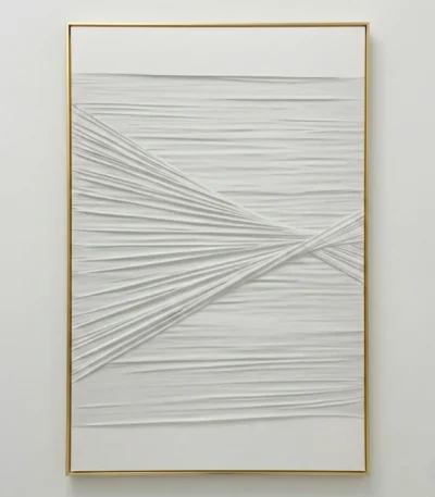 Textured abstract hand-painted canvas with layered grey linear brushstrokes converging diagonally, monochromatic palette, contemporary wall space