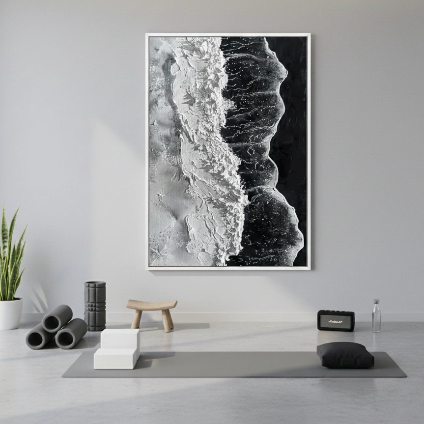 Arctic Tide Rise Heavy palette knife relief abstract wall decor (1.5) Arctic Tide Rise Heavy palette knife relief abstract wall decor - Image 1