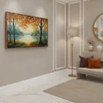 Autumnal Reflection Lakeside Landscape color art - Image 3