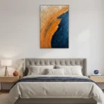 Azure Amber Crest Large Textured Impasto Canvas Abstract Art