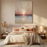 Blush Sands Pink and Cream Coastal Landscape textured art - Image 3