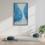 Cerulean Horizon Path Blue mountains birds flight abstract wall decor