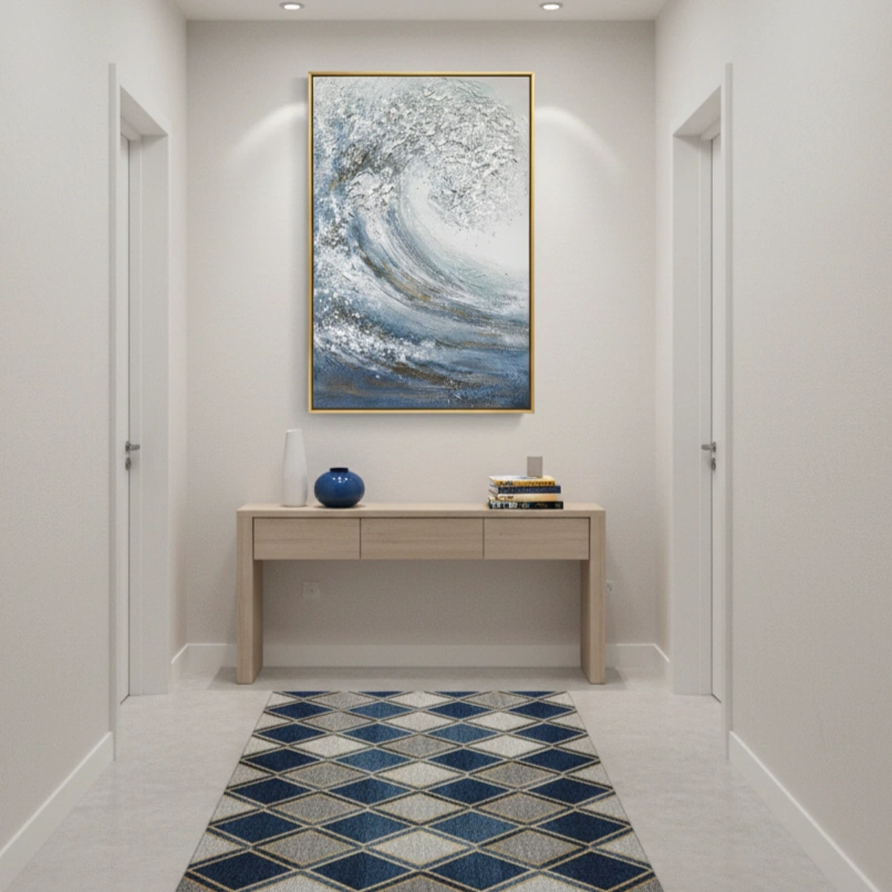 Cerulean Surge Impasto ocean foam artwork Abstract wall decor (1.5) Cerulean Surge Impasto ocean foam artwork Abstract wall decor - Image 1