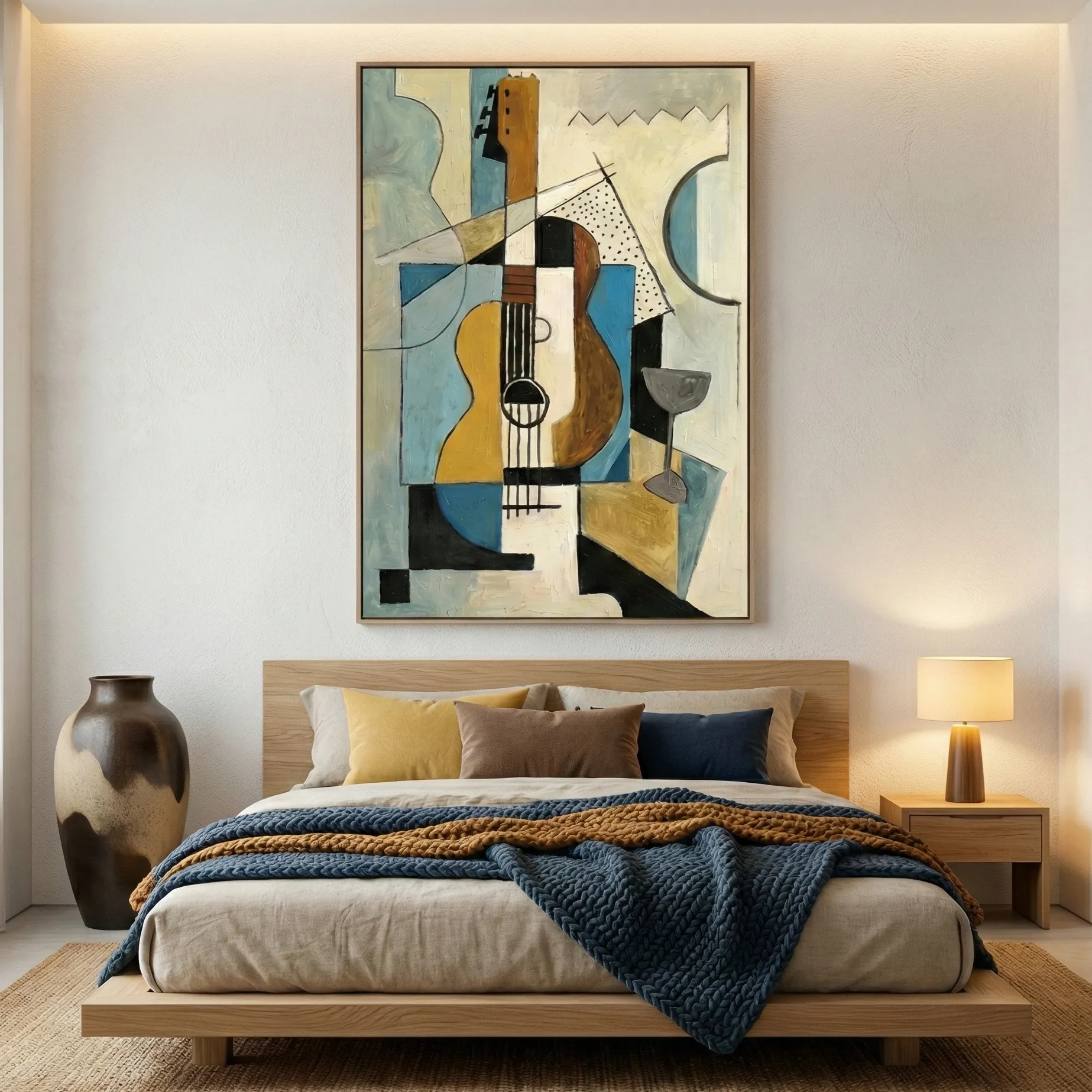 Crystalline Cadence Cubist Guitar Still Life abstract art wall decor (1.5) Crystalline Cadence Cubist Guitar Still Life abstract art wall decor - Image 1