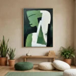 Emerald Abstract Portrait Geometric Green and White Figure abstract art