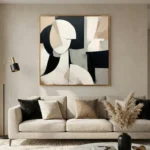Ethereal Form Neutral Geometric Shapes and Gold Frame Wabi Sabi wall art - Image 3