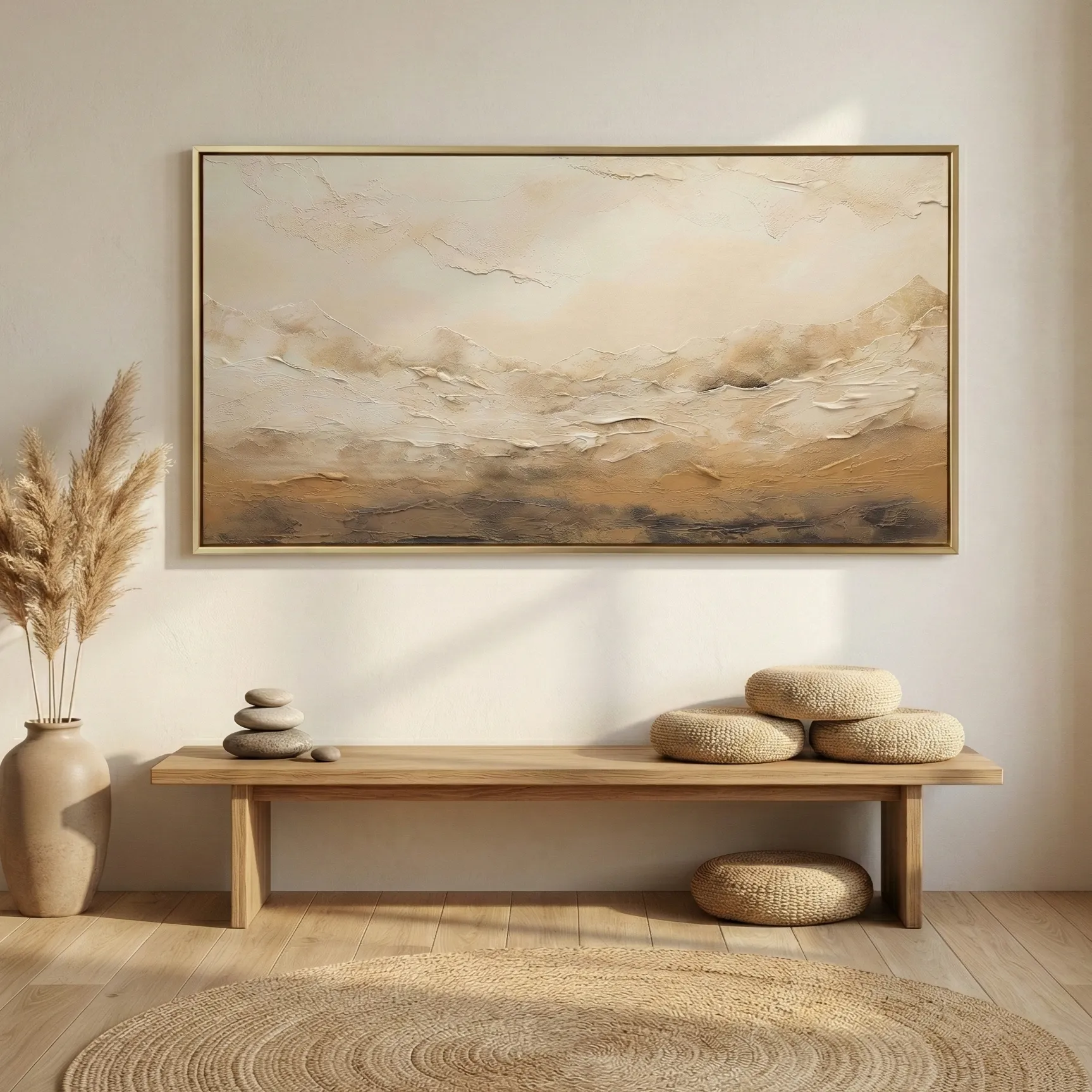 Gilded Desert Sands Textured beige and gold painting Wabi Sabi wall decor (1.5) Gilded Desert Sands Textured beige and gold painting Wabi Sabi wall decor - Image 1