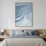 Glacial Currents Layered blue impasto waves abstract wall art - Image 3