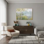 Misty Riverbank Golden Birch Grove Textured Wall Decor